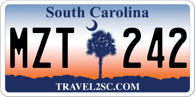 SC license plate MZT242