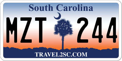 SC license plate MZT244
