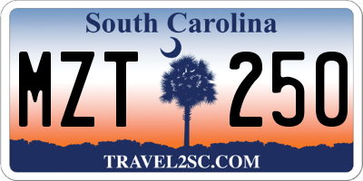 SC license plate MZT250
