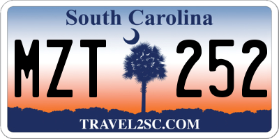 SC license plate MZT252