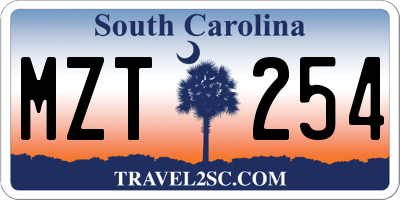 SC license plate MZT254