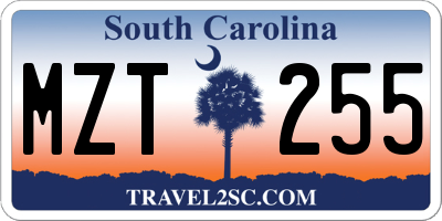 SC license plate MZT255