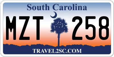 SC license plate MZT258