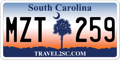 SC license plate MZT259