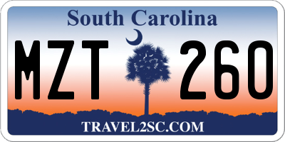 SC license plate MZT260