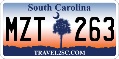 SC license plate MZT263