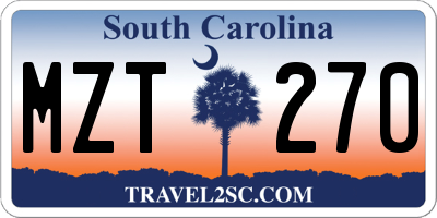 SC license plate MZT270