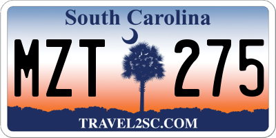 SC license plate MZT275
