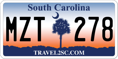 SC license plate MZT278