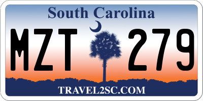 SC license plate MZT279
