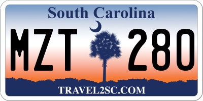 SC license plate MZT280