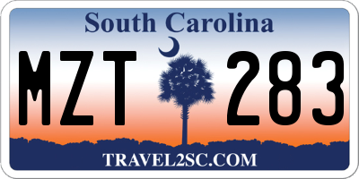 SC license plate MZT283