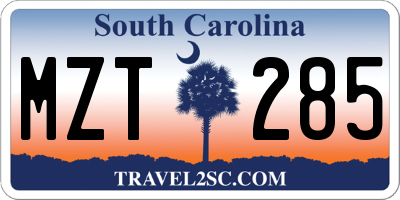 SC license plate MZT285