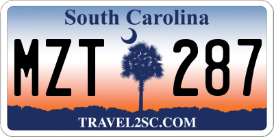 SC license plate MZT287