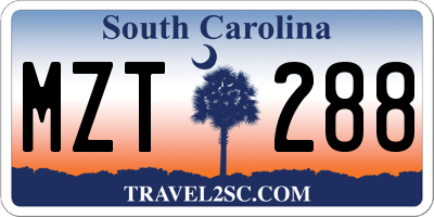 SC license plate MZT288
