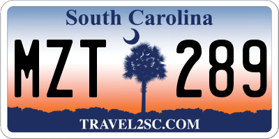 SC license plate MZT289