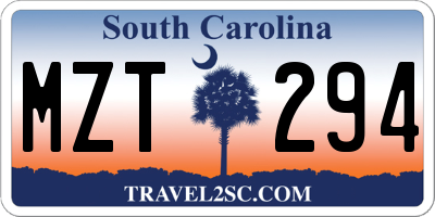 SC license plate MZT294