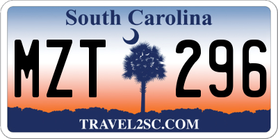 SC license plate MZT296