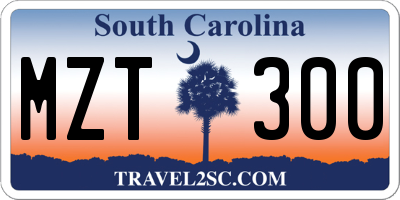 SC license plate MZT300