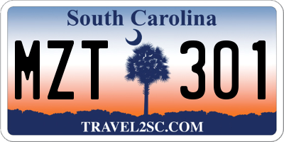 SC license plate MZT301