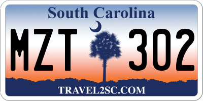 SC license plate MZT302