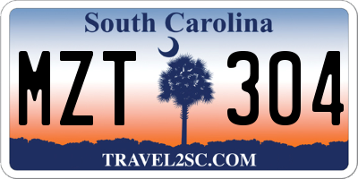 SC license plate MZT304