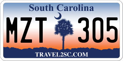 SC license plate MZT305
