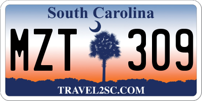 SC license plate MZT309