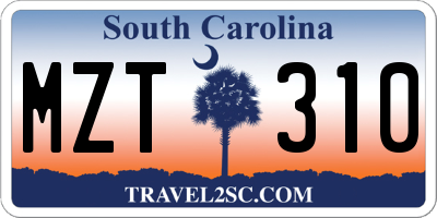SC license plate MZT310
