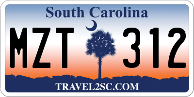 SC license plate MZT312