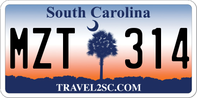 SC license plate MZT314
