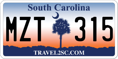 SC license plate MZT315
