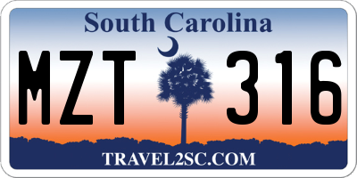SC license plate MZT316
