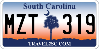 SC license plate MZT319
