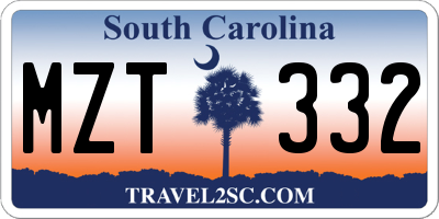 SC license plate MZT332