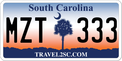 SC license plate MZT333