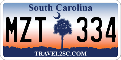 SC license plate MZT334
