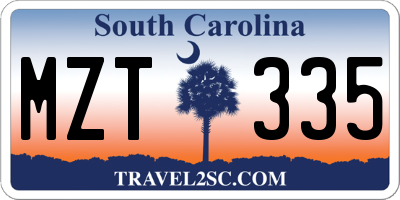 SC license plate MZT335