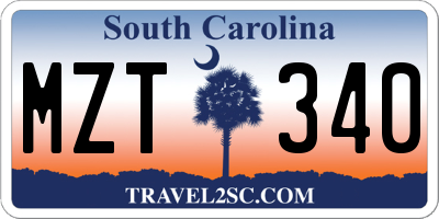 SC license plate MZT340