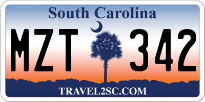 SC license plate MZT342