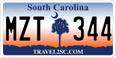 SC license plate MZT344