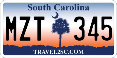 SC license plate MZT345