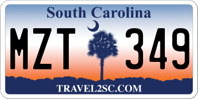 SC license plate MZT349