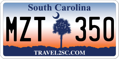 SC license plate MZT350