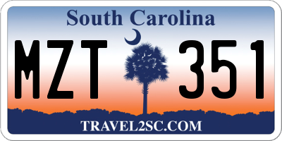 SC license plate MZT351