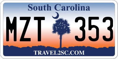 SC license plate MZT353
