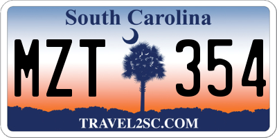 SC license plate MZT354