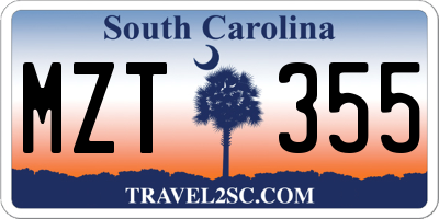 SC license plate MZT355