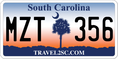 SC license plate MZT356