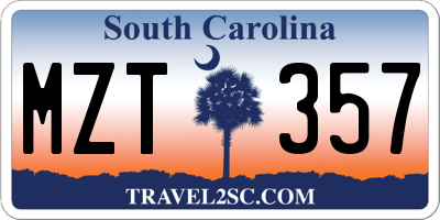SC license plate MZT357